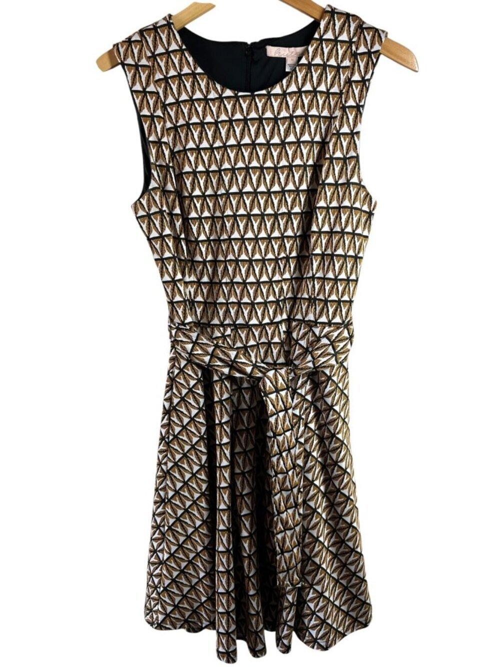 Hutch for Anthropologie Amina Geometric Knit Fit & Flare Dress Belted Size M - Picture 4 of 9